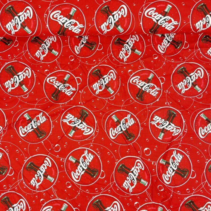 Coca-Cola Coke Cotton Fabric By Spectrix 7+ Yards - Bottles Bubbles Red Circles
