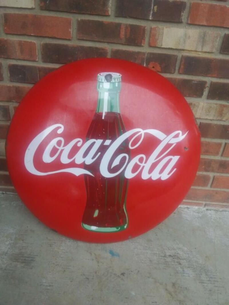 24 inch porcelain coca cola button sign
