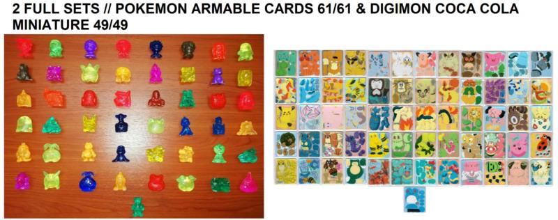 2 FULL SETS // POKEMON ARMABLE CARDS 61/61 & DIGIMON COCA COLA MINIATURE 49/49
