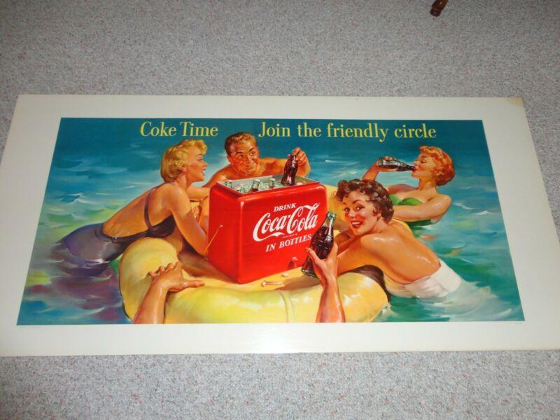 Vintage Coca-Cola Cardboard Sign LARGE approx. 6' X 3' RARE 1960s