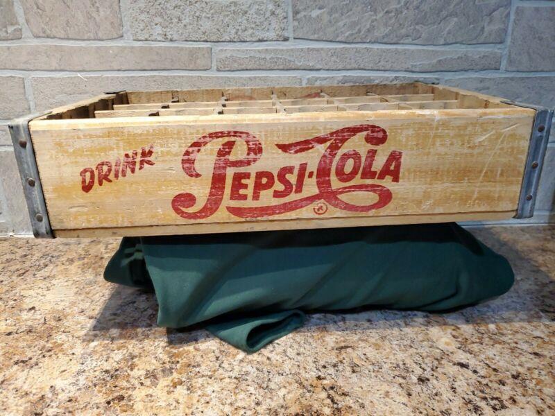 Vtg Drink Pepsi Cola Wooden Crate 24 Bottle Carrier 11-61 Emporia Kansas Unique