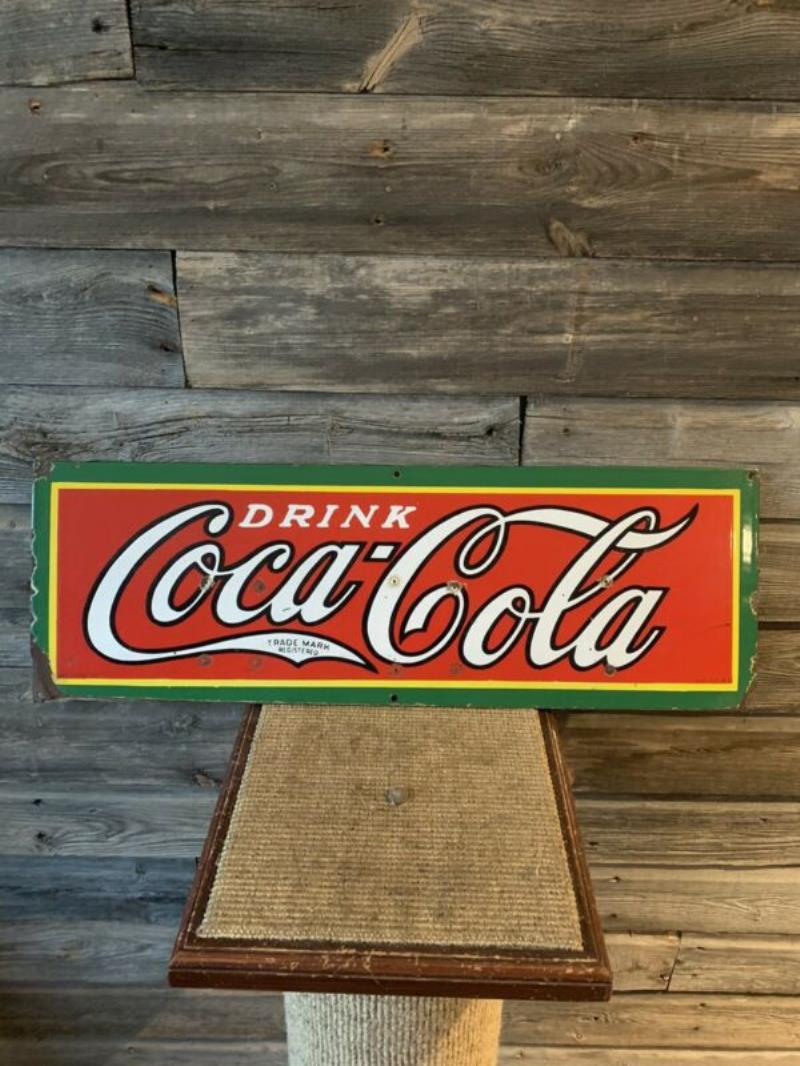 Vintage Coca Cola Porcelain Sign Kick Plate Coke Sign