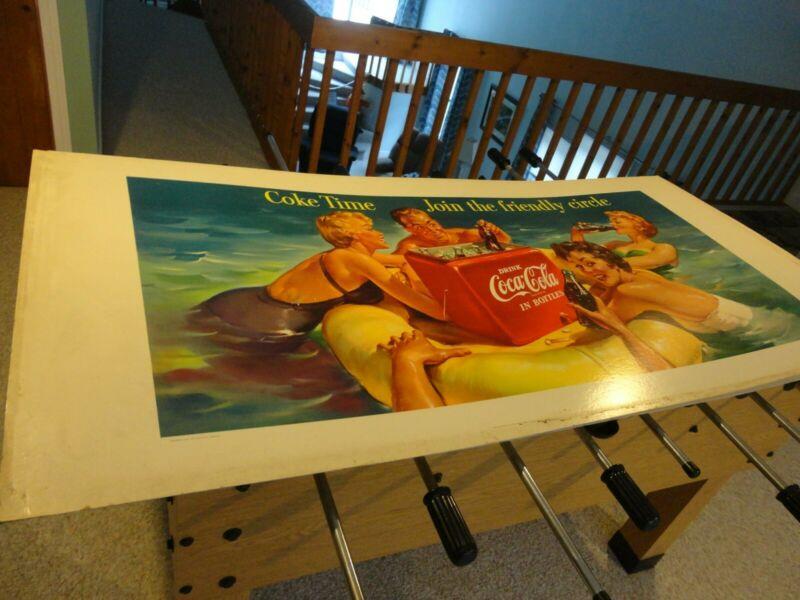 Vintage Coca-Cola Cardboard Sign LARGE approx. 6' X 3' RARE 1960s
