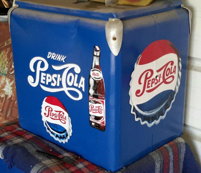 1950s Vintage Pepsi Cola Blue Icebox Modified paint restored good Condition