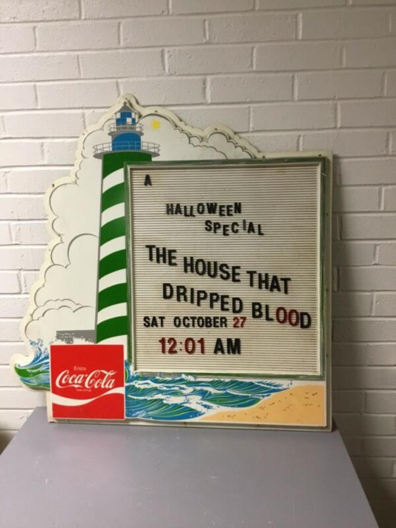 VINTAGE COCA COLA COKE LIGHTHOUSE BEACH MENU BOARD ATTWOOD PRODUCTS 32 X 32”