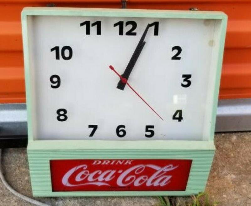 1950s Vintage Coca Cola Store Display Sign Clock Advertising