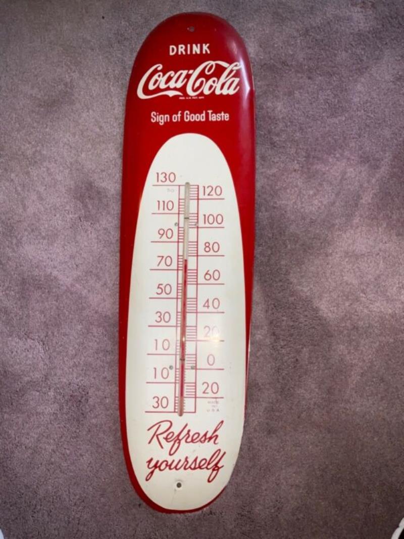 Rare 1950 Drink Coca-Cola Cigar Shaped Advertising Time, Works NM Condition