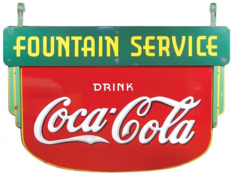 Coca-Cola Fountain Service diecut porcelain sign,