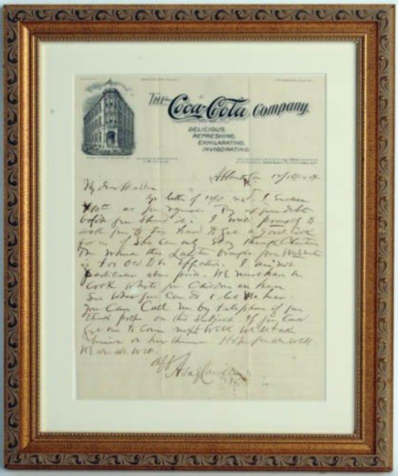 1904 COCA-COLA ASA CANDLER LETTER