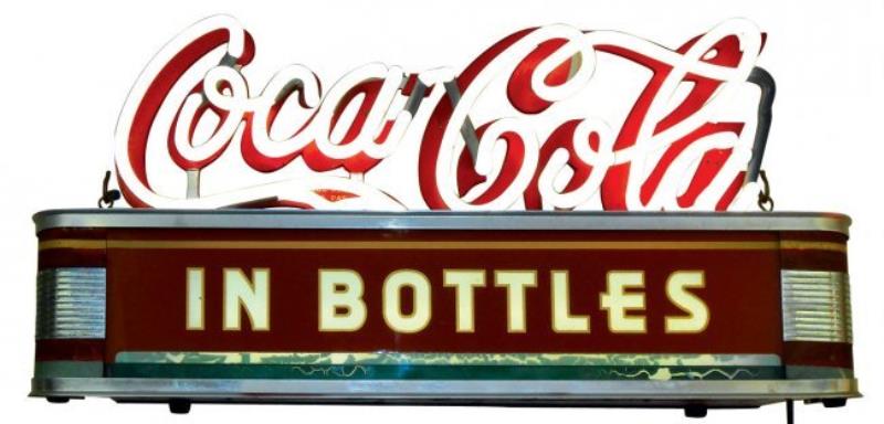 Coca-Cola neon counter sign, "Coca-Cola In Bottles",