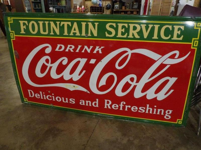Lg. Incredible SSP 1933 Fountain Service Coca-Cola sign