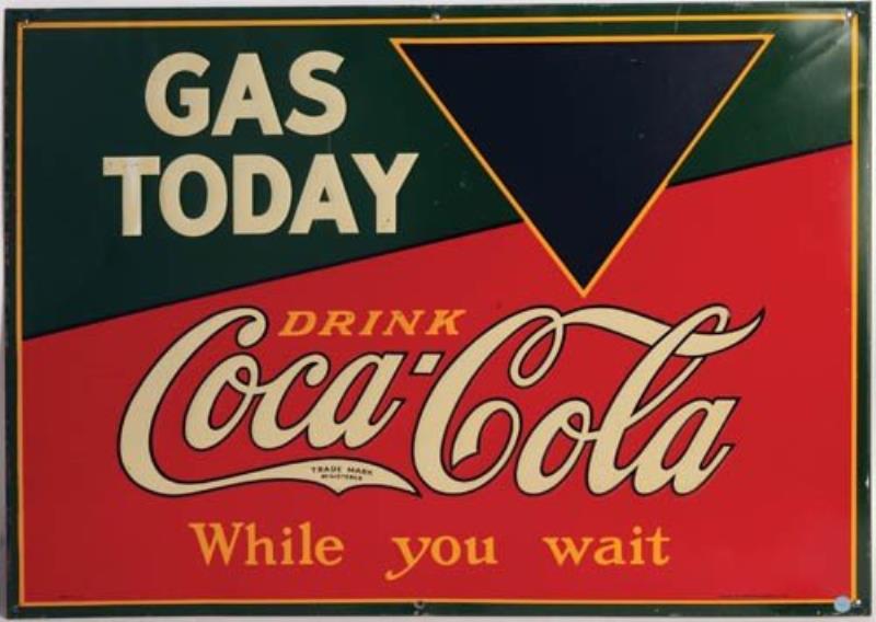 1929 Coca-Cola tin sign "Gas Today"