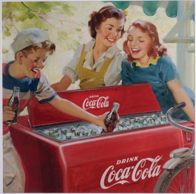 1950'S COCA-COLA ORIGINAL ART, OIL ON ARTIST BOARD