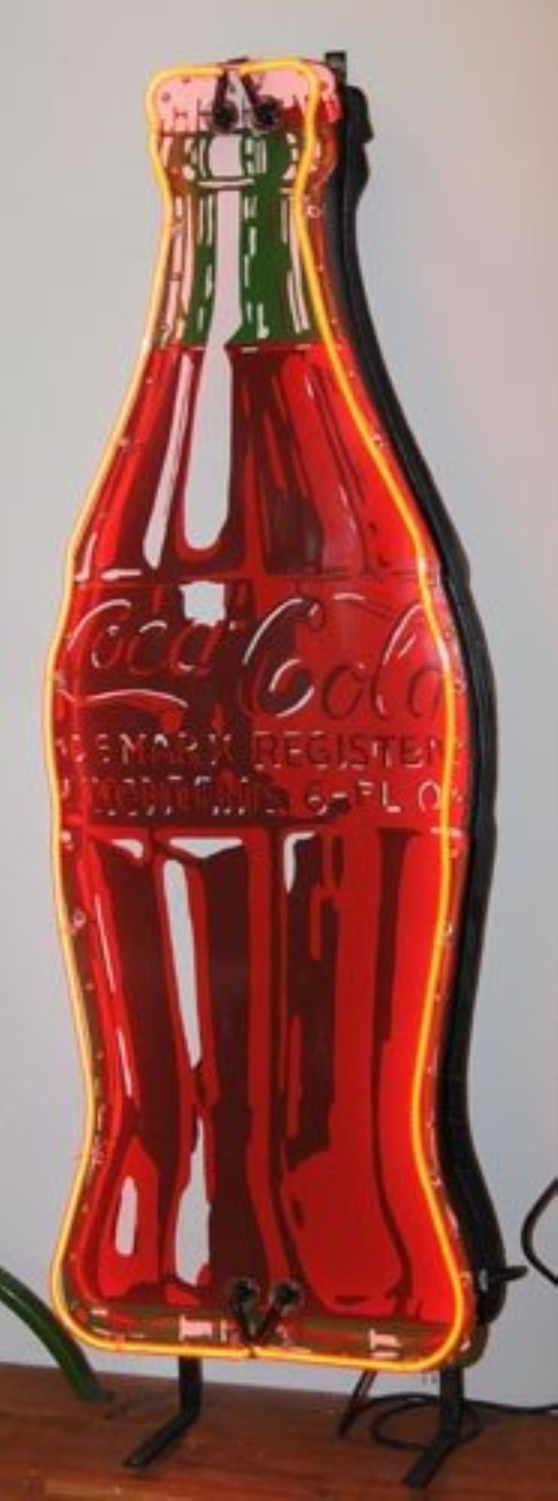 1940'S PORCELAIN CUT-OUT COCA-COLA BOTTLE w/ NEON