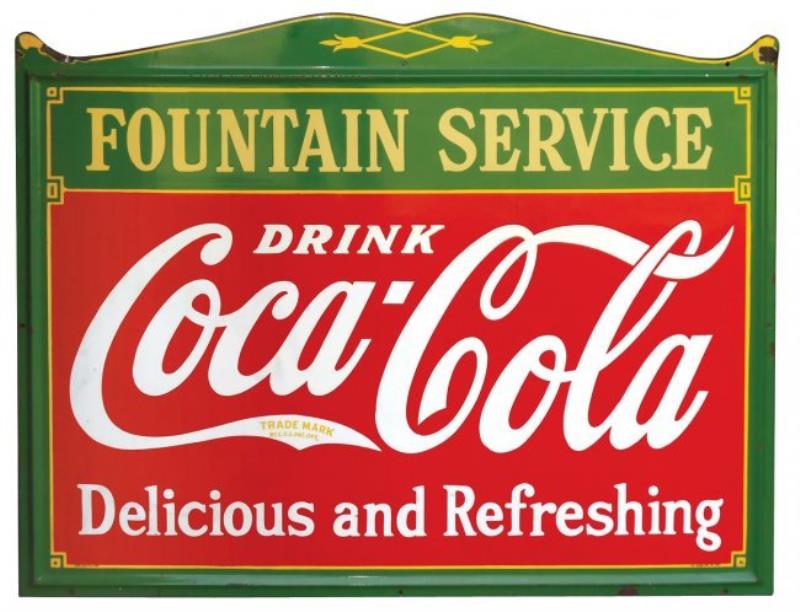 Coca-Cola Fountain Service sign, 4-color porcelain