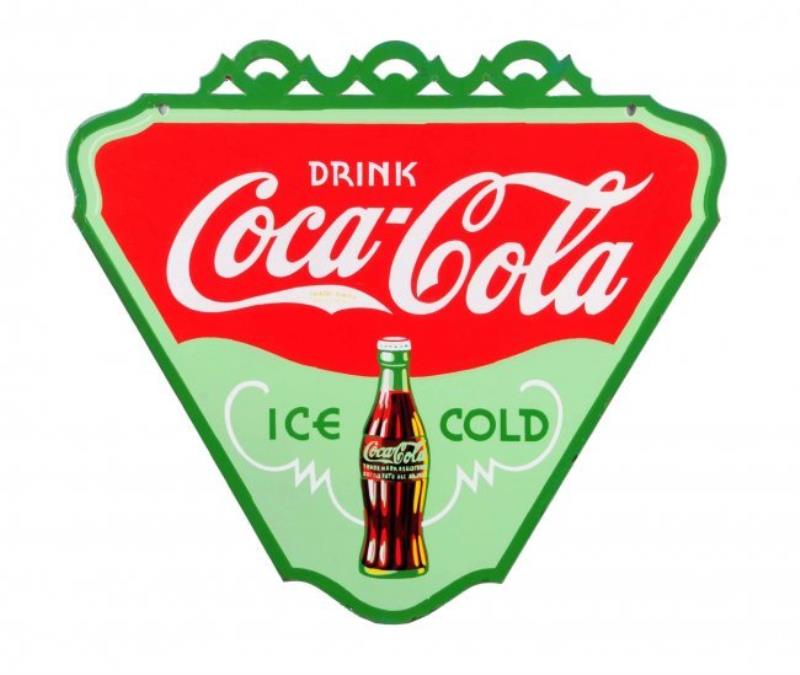 1935 Coca - Cola Porcelain Triangle.