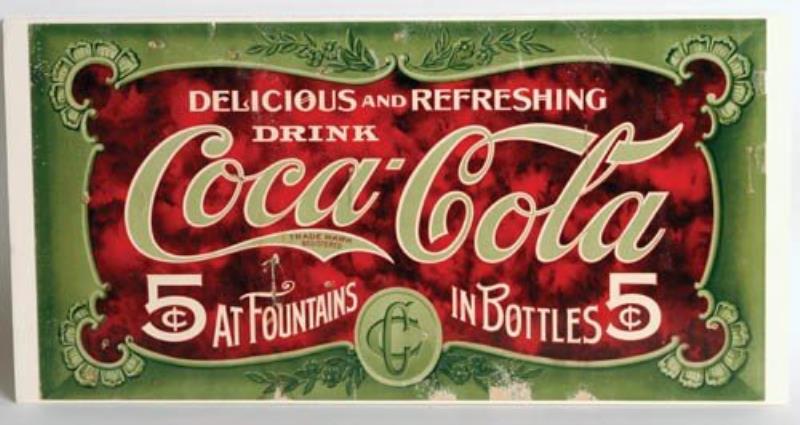 c1905 Coca-Cola trolley sign cardboard