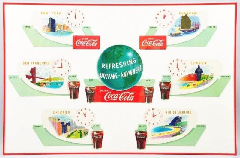 1953 Coca-Cola World Time Back Bar Display.