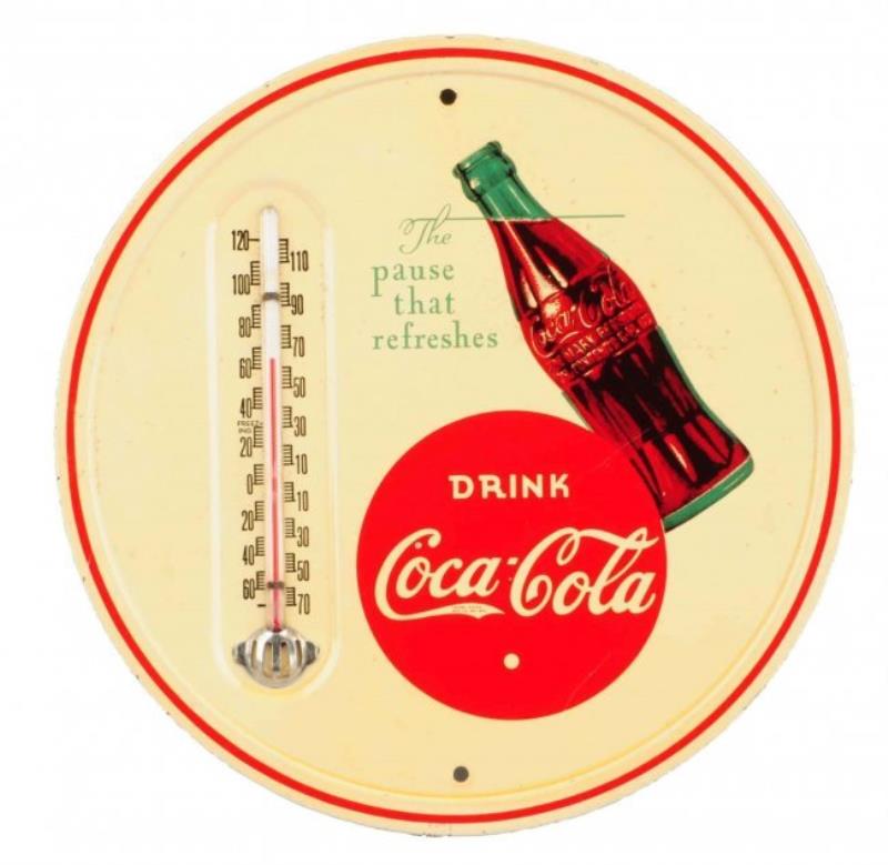 Rare 1930's Coca - Cola Tin Thermometer