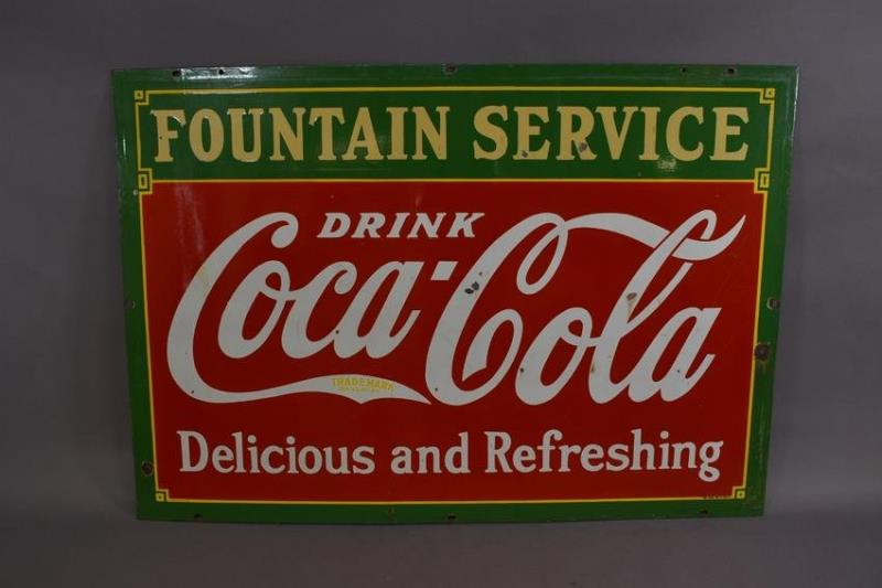 1933 COCA COLA FOUNTAIN SERVICE SIGN