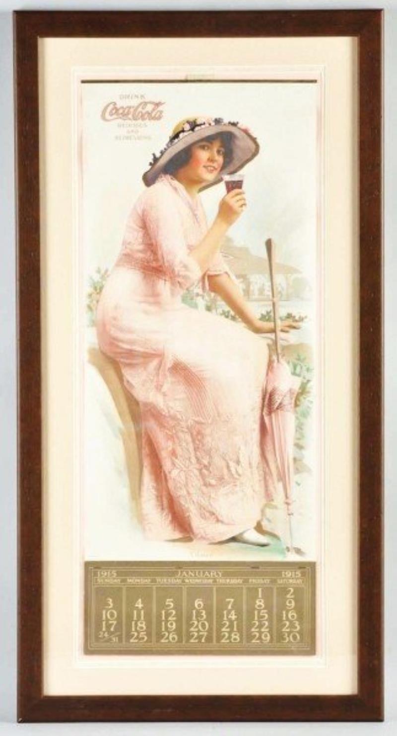 1915 Coca-Cola Calendar with Glass