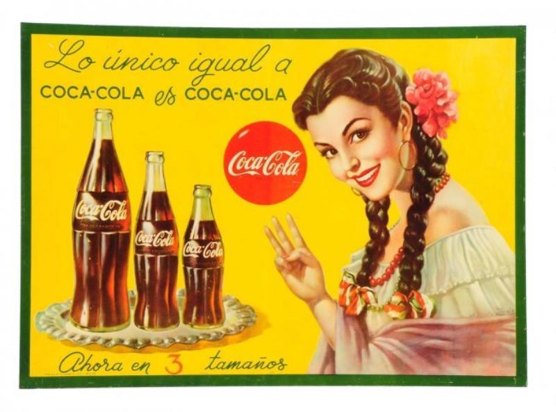 Most Rare 1950's Mexican Coca - Cola Tin Sign.