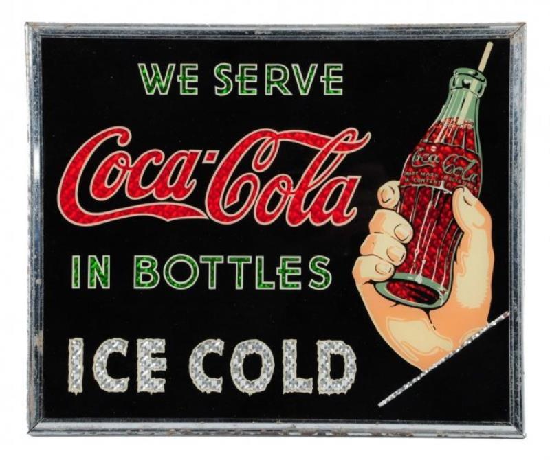 1930s Coca - Cola Rare Gloglas Sign.