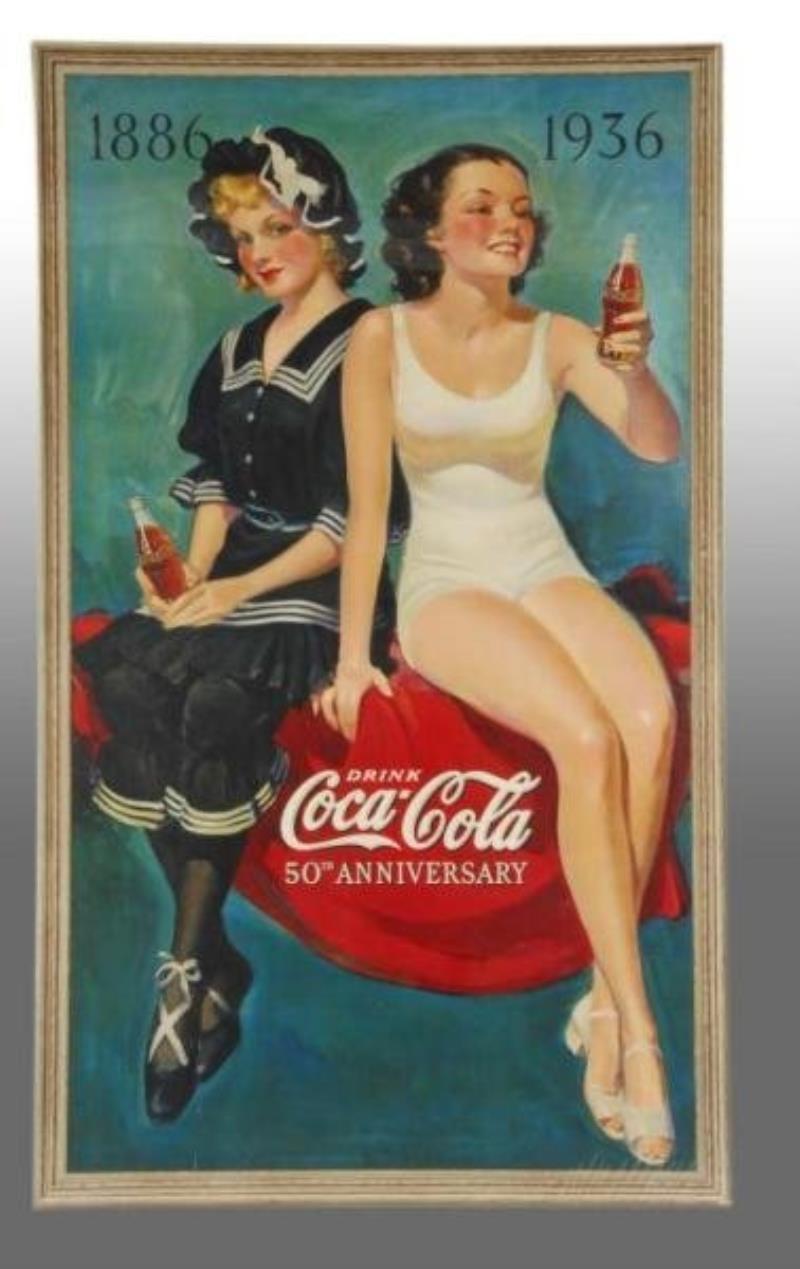 Coca-Cola 50th Anniversary Cardboard Poster.