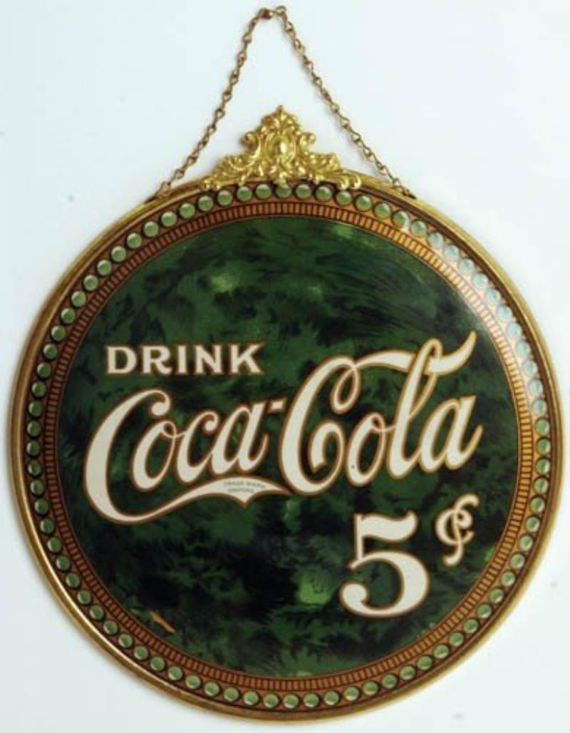 c.1902 Coca-Cola celluloid hanging sign 8"