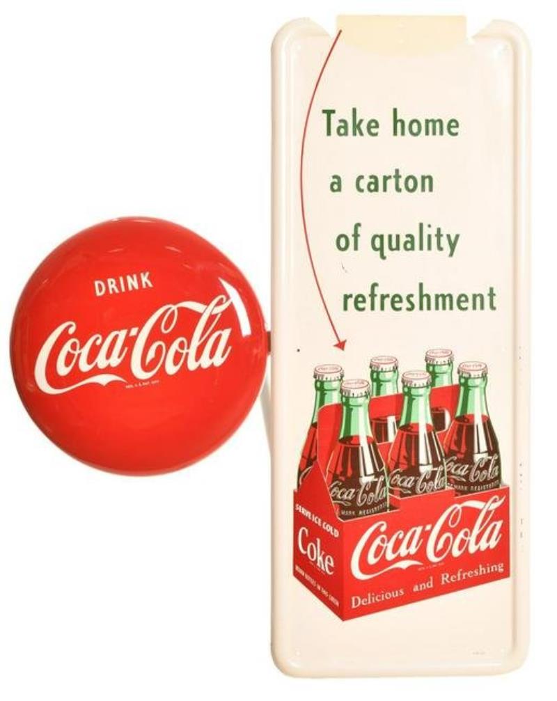 Drink Coca-Cola Metal Button & Six Pack Pilaster Sign