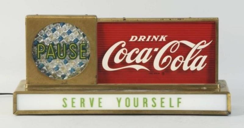 1950s Coca-Cola Lighted Pause Countertop Sign.