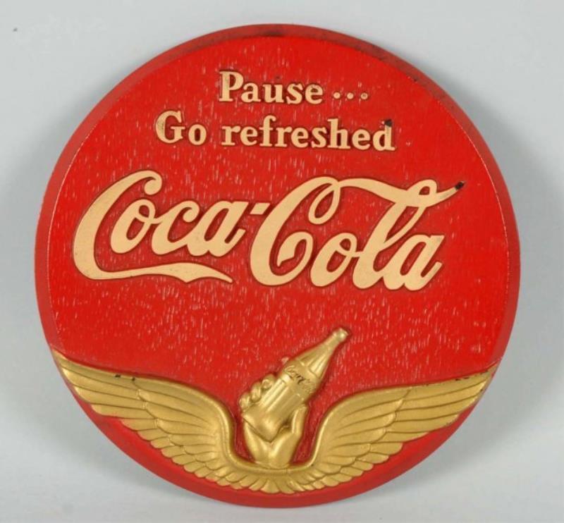 Scarce 1940s Coca-Cola Fiberboard Embossed Sign