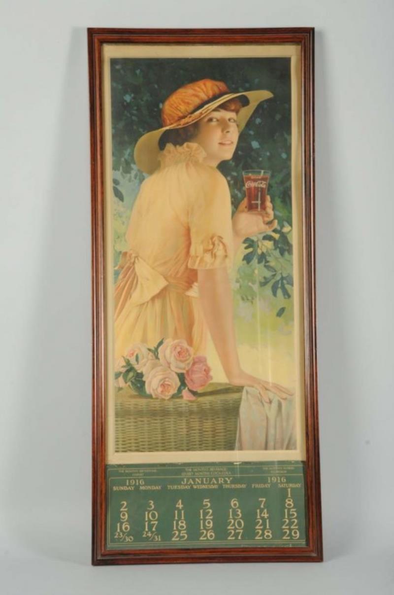 1916 Coca-Cola Calendar with Glass