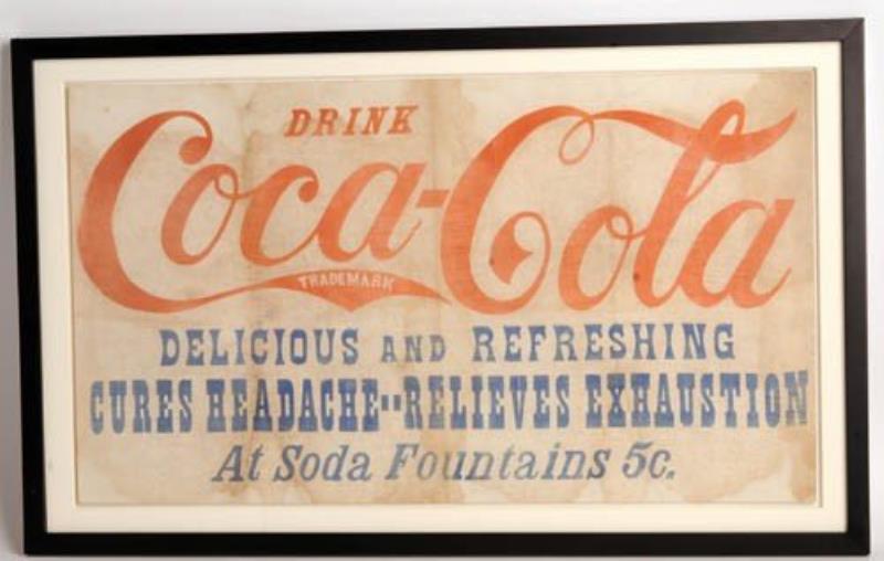 Pre-1900 Coca-Cola oil cloth banner