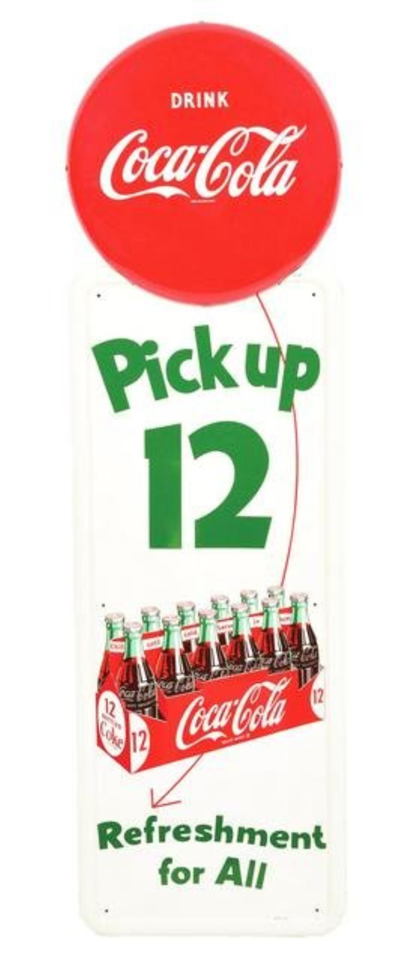 COCA-COLA PILLASTER BUTTON PICK UP 12 SIGN