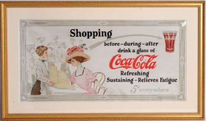 C1912 COCA-COLA CARDBOARD TROLLEY SIGN