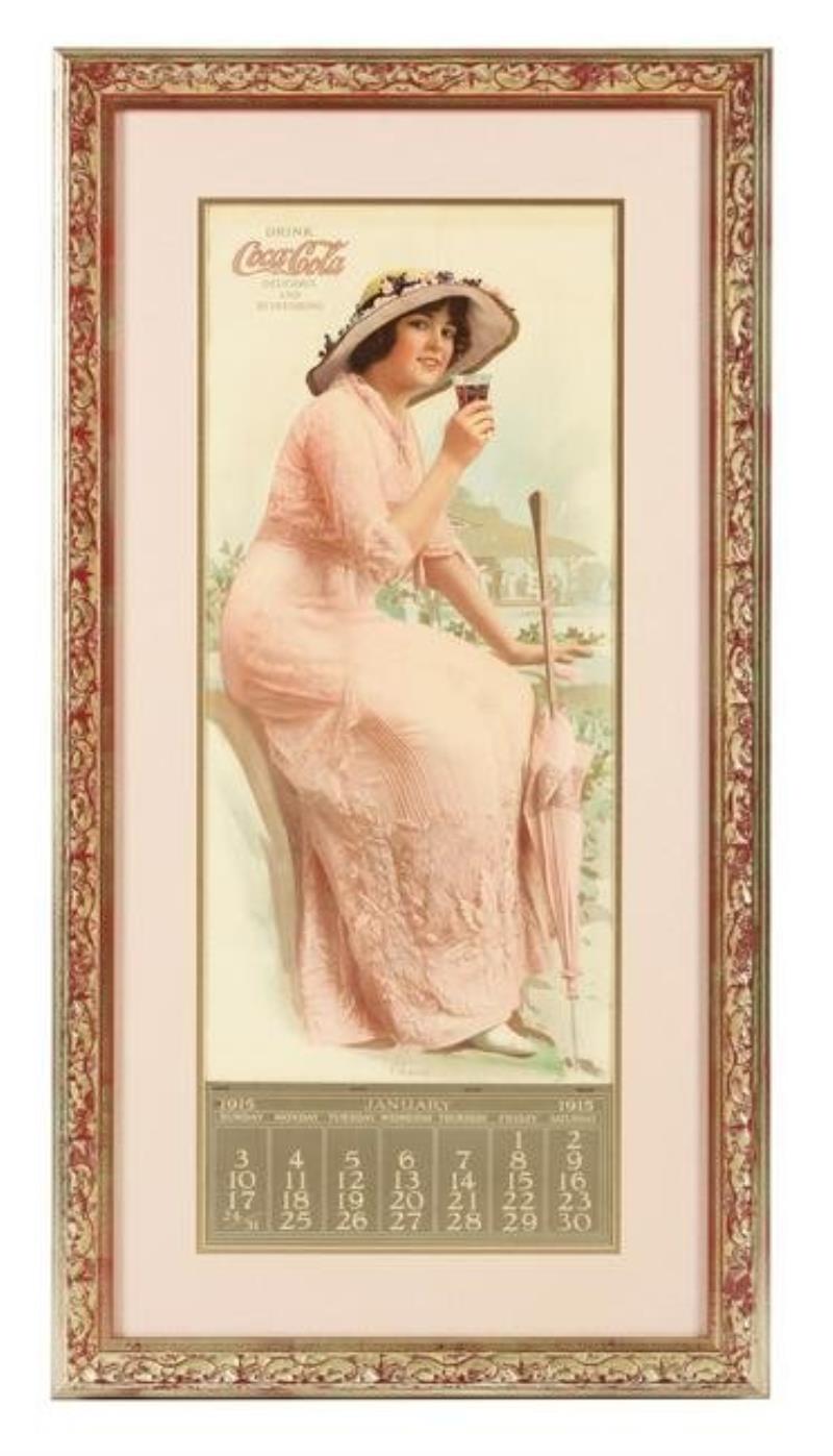 1915 Coca-Cola Calendar with Elaine Holding Glass
