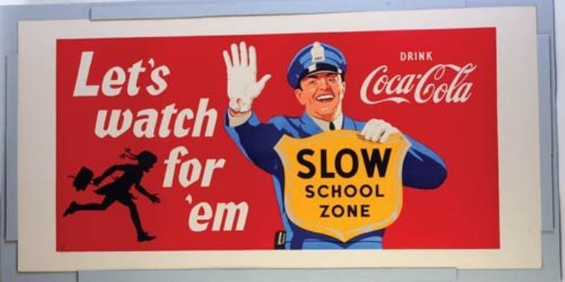 c1957 Coca-Cola Policeman cardboard sign