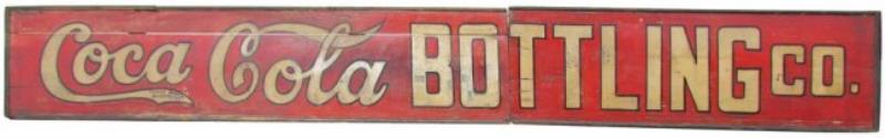 Large Wood Coca Cola Bottling Co Sign