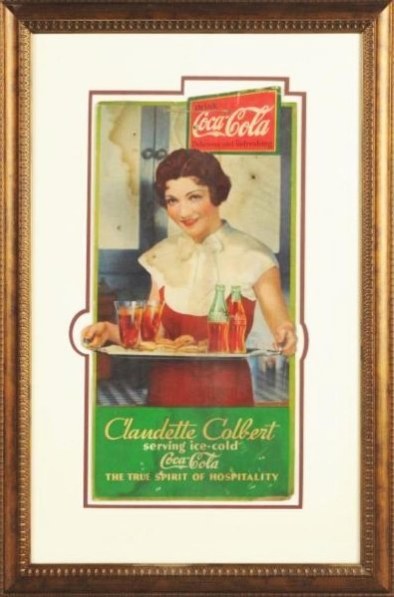 1933 Claudette Colbert Coca-Cola Cutout.