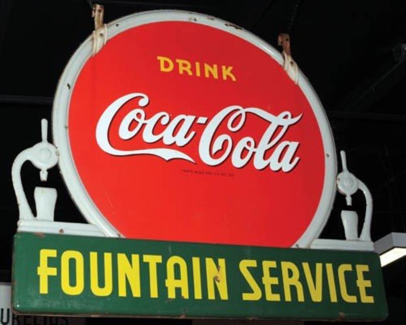1930's Coca-Cola embossed tin outdoor sign