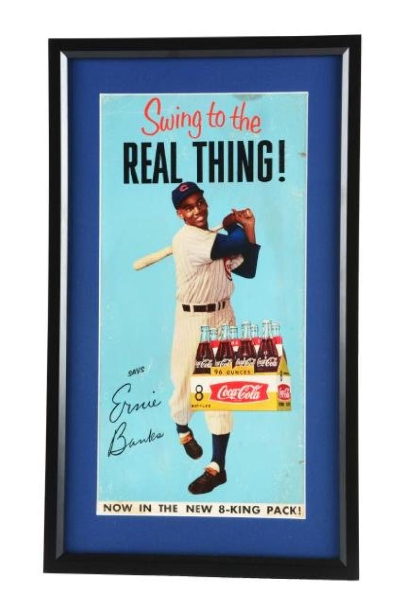 Very Rare Ernie Banks Cardboard Coca-Cola Store