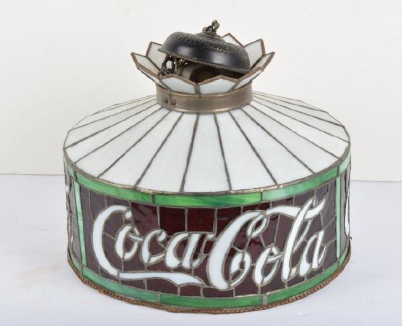 Vintage COCA COLA STAIN GLASS HANGING LAMP