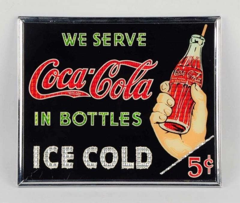 1930s Coca-Cola Scarce Dura-Products Glass Sign.