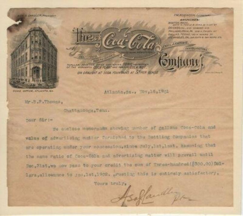 Asa Candler Signed Autographed Personal Letter