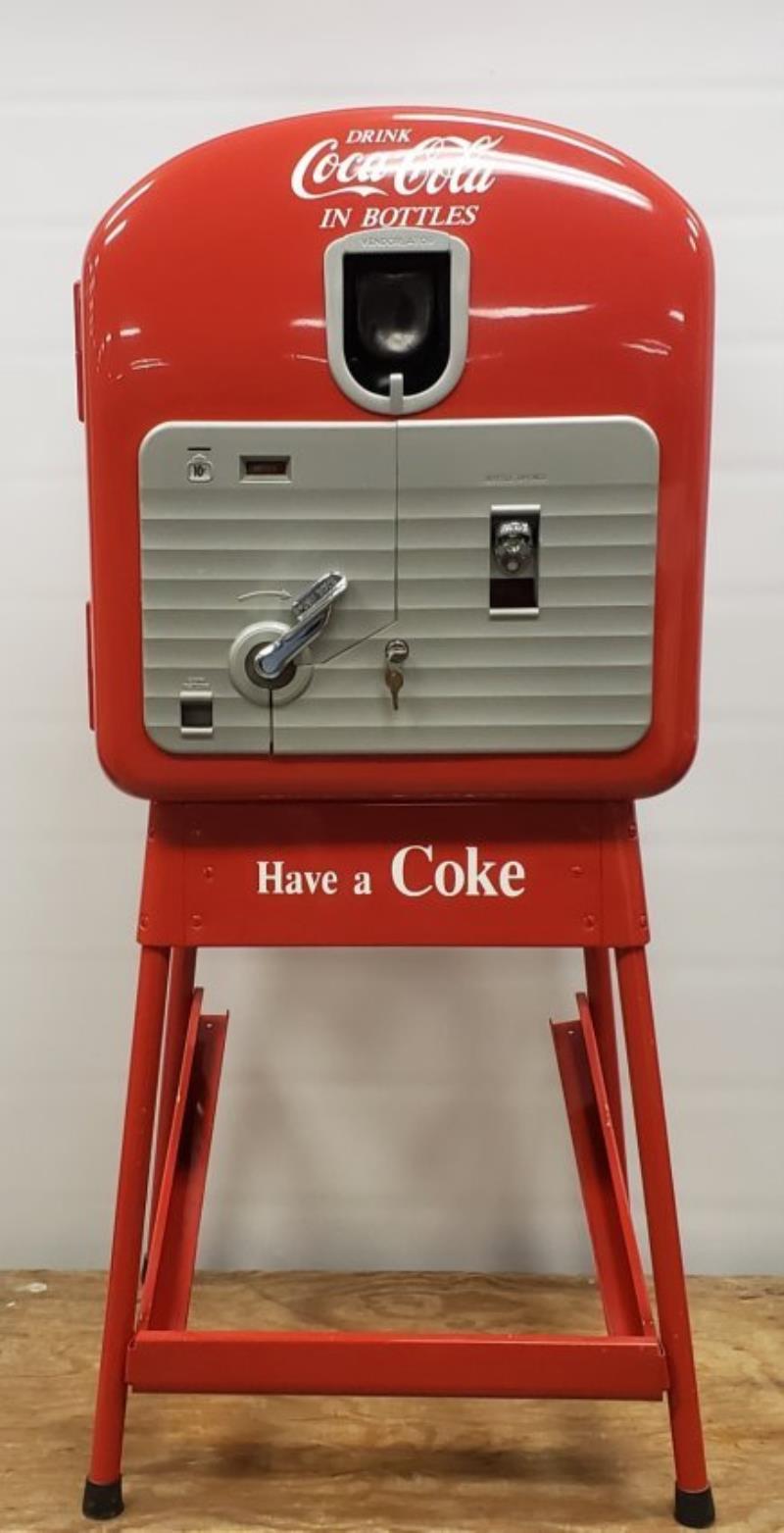 Coca Cola Vendolator 27 Coin Op Vending Machine w Stand