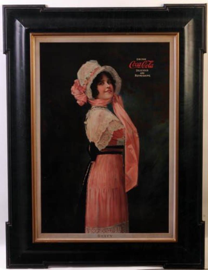 1914 Coca-Cola self framed tin "Betty" sign