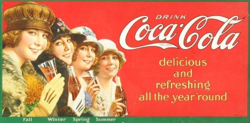 Cardboard Coca-Cola Trolley Sign