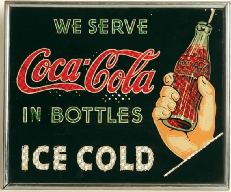 C1937 REVERSE GLASS COCA-COLA SIGN