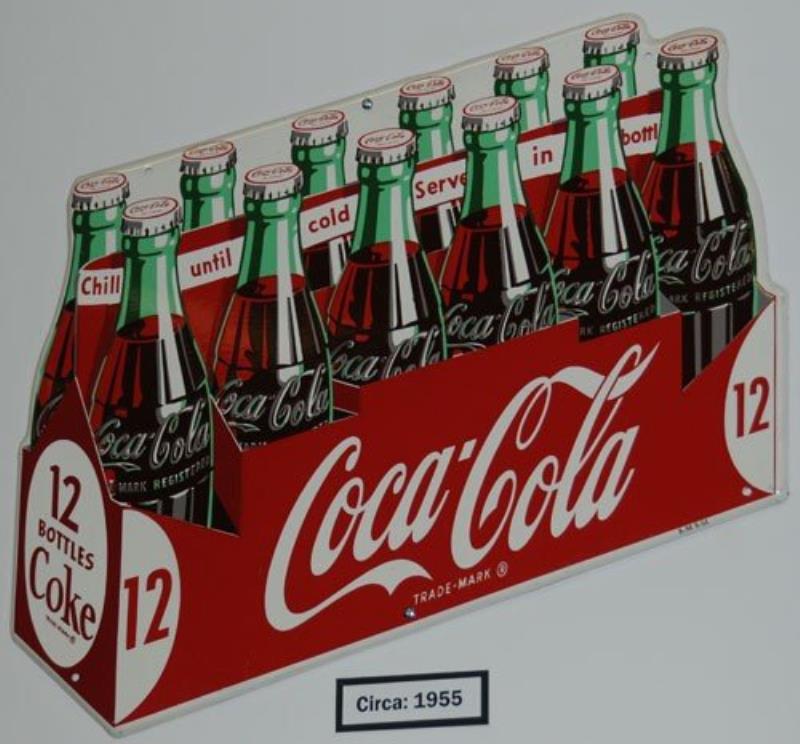 1954 COCA-COLA 12 PACK DIE-CUT SIGN